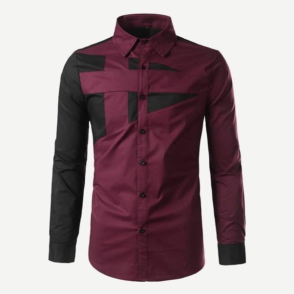 

Men Two Tone Spliced Shirt