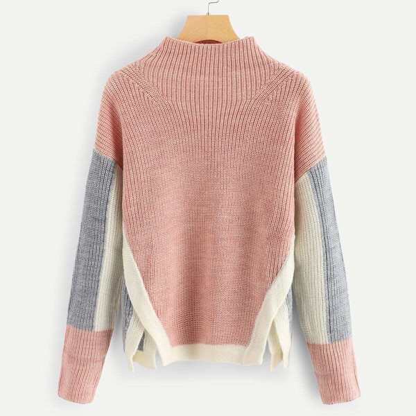 

Side Slit Colorblock Sweater, Multicolor