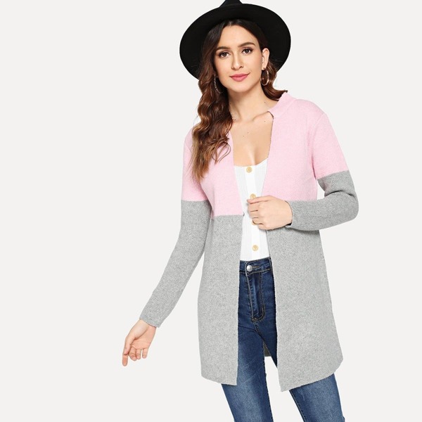 

Two Tone Spliced Cardigan, Multicolor