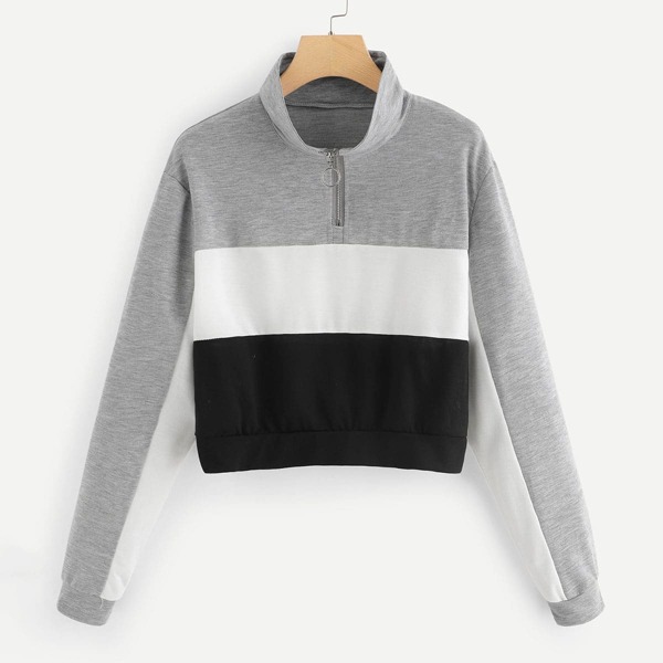 

Color Block Zipper Sweatshirt, Multicolor