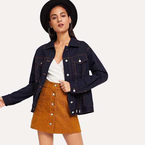 

Studded & Pocket Front Denim Jacket