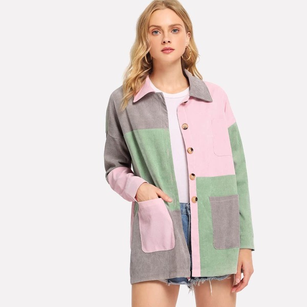 

Color Block Collar Coat