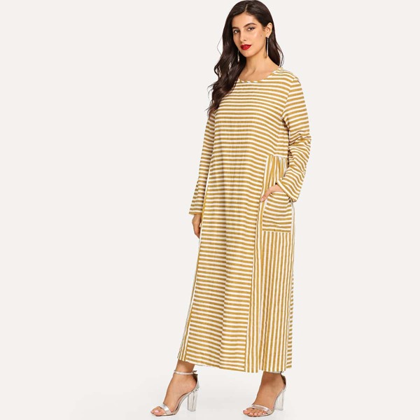 

Contrast Striped Dress, Yellow