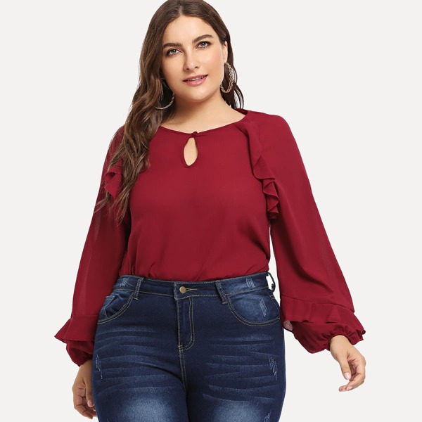 

Plus Ruffle Solid Top