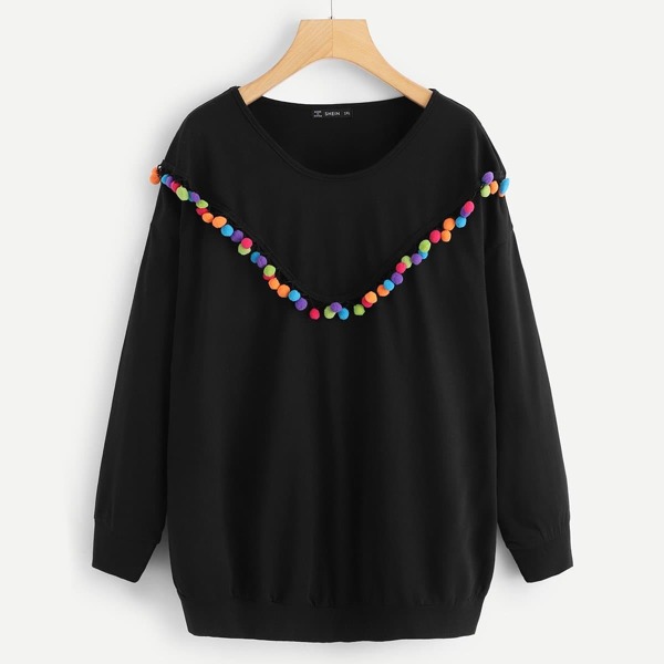 

Plus Pompom Embellished Sweatshirt