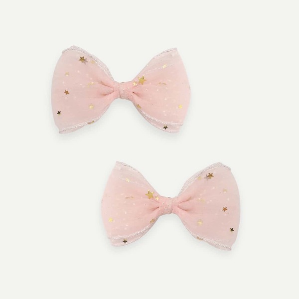 

Girls Bow Decorated Hair Clip 2pcs, Pink