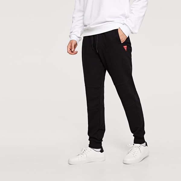 

Men Patched Drawstring Joggers, Black