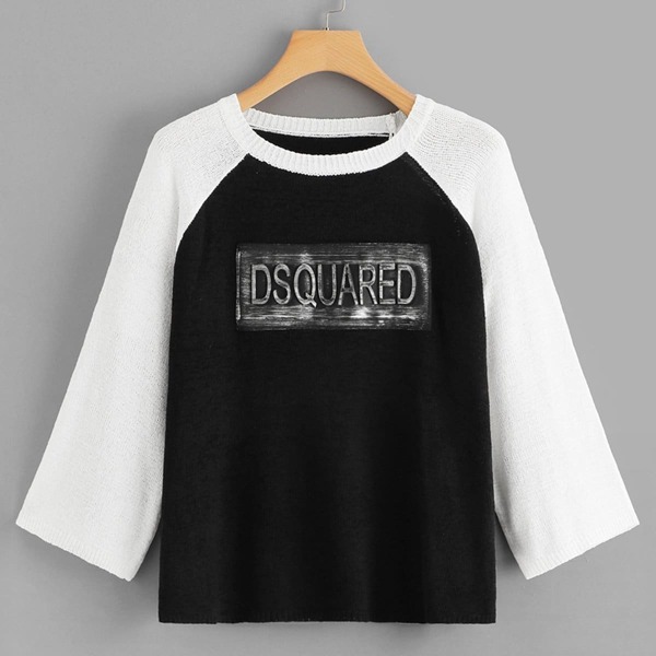

Contrast Raglan Sleeve Letter Pattern Jumper