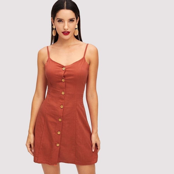 

Crisscross Back Button Through Cami Dress
