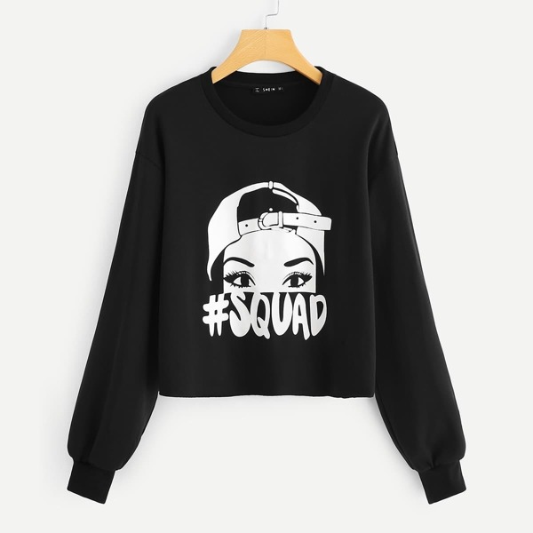 

Figure Print Sweatshirt, Black