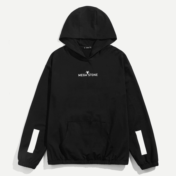 

Men Letter and Star Print Pocket Front Sweatshirt