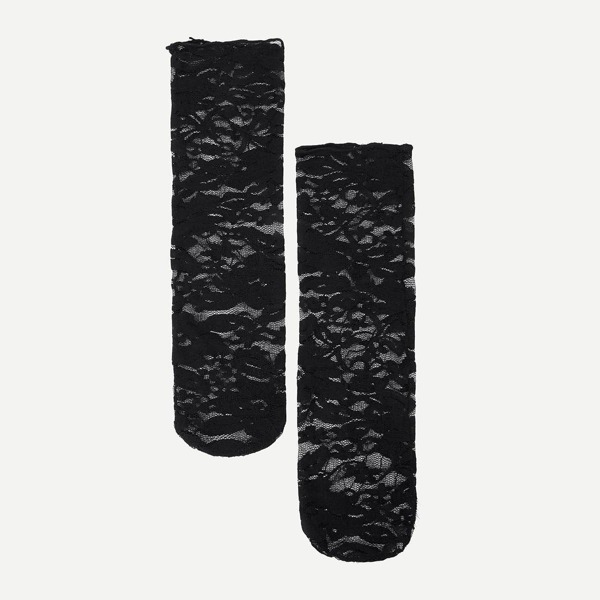 

Girls Floral Lace Socks, Black