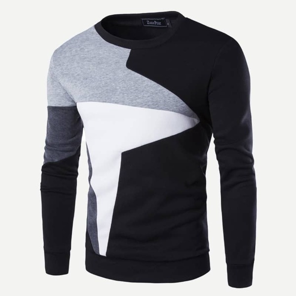 

Men Crew Neck Color Block Sweatshirt