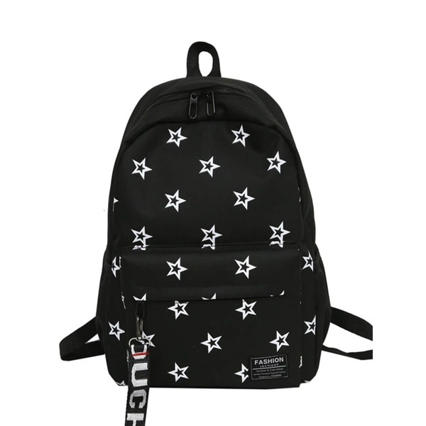 

Star Decor Pocket Front Backpack, Black
