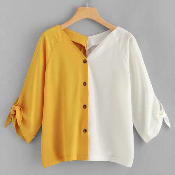 

Two Tone Knot Detail Blouse