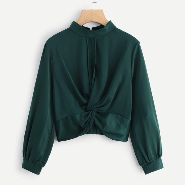 

Twist Mock Neck Solid Top