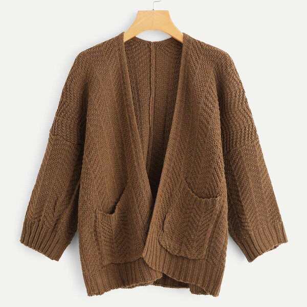 

Drop Shoulder Solid Knit Coat