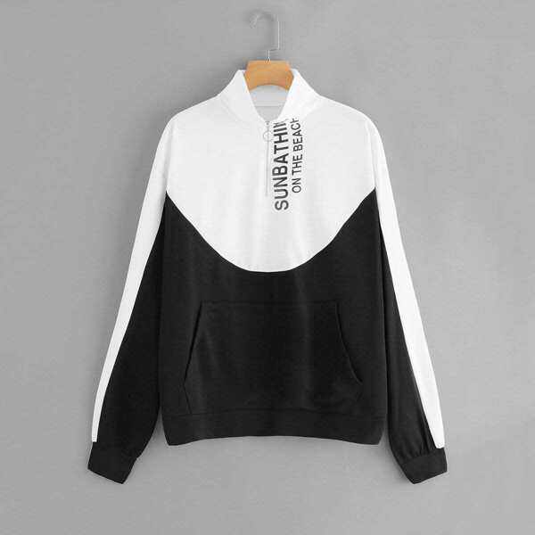 

Color Block Letter Print Sweatshirt
