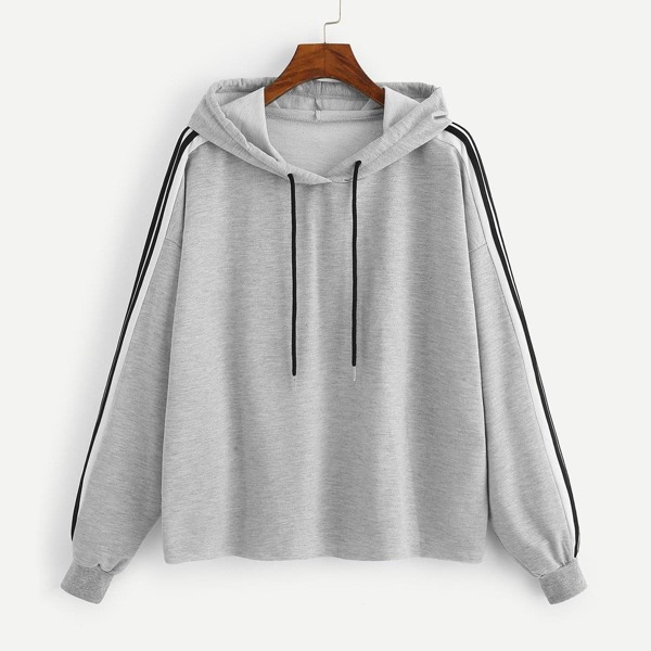 

Plus Contrast Striped Side Hoodie