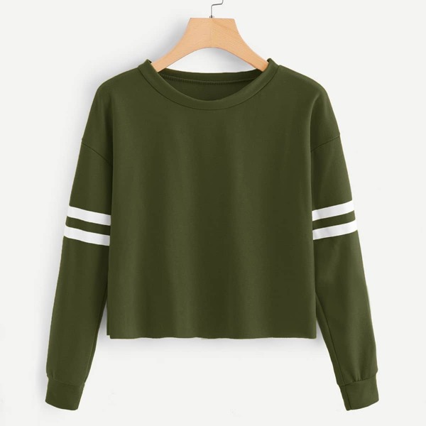 

Varsity Striped Sweatshirt, Army green