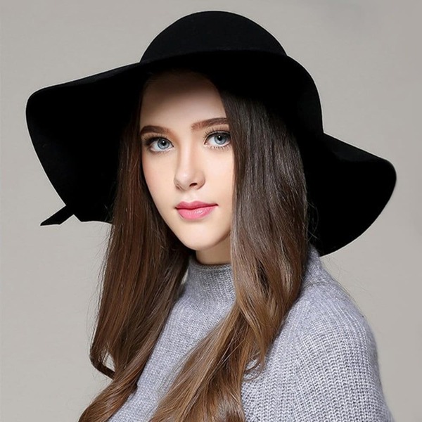 

Black Solid Woolen Straw Hats Apparel Accessories