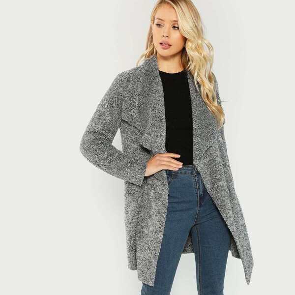 

Waterfall Collar Teddy Coat, Grey
