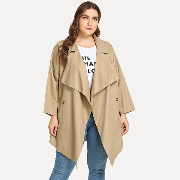 

Plus Shawl Collar Solid Coat