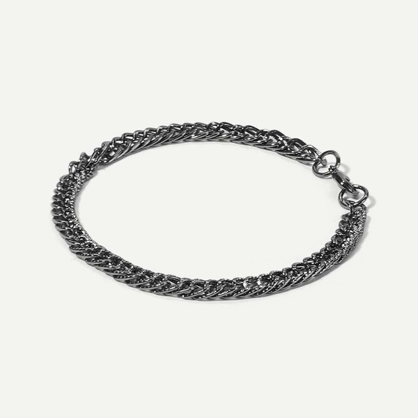 

Men Textured Chain Bracelet, Silver