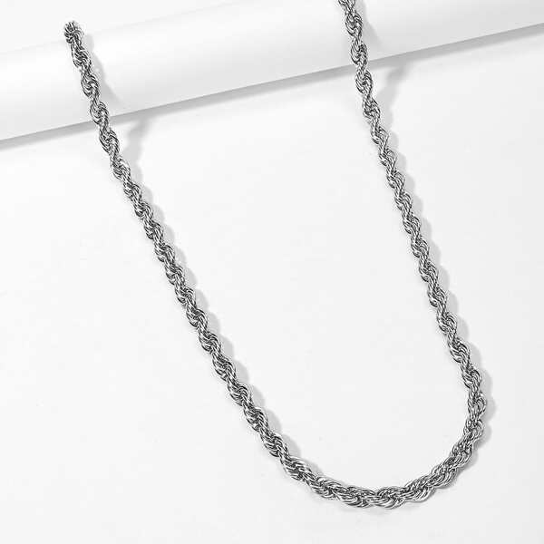 

Men Spiral Design Necklace, Silver