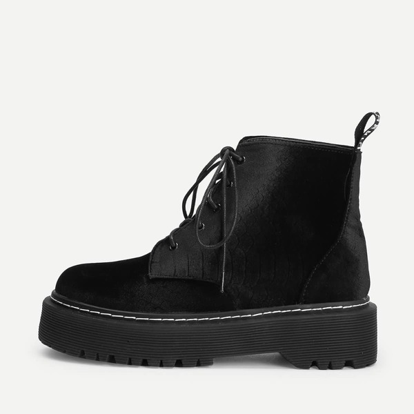 

Stitching Seam Lace-Up Boots