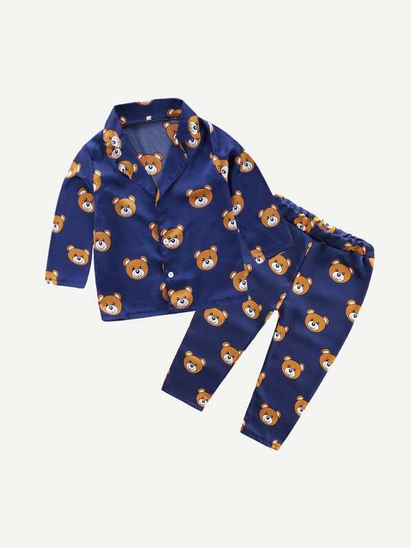 

Toddler Boys Allover Bear Shirt With Pants, Navy