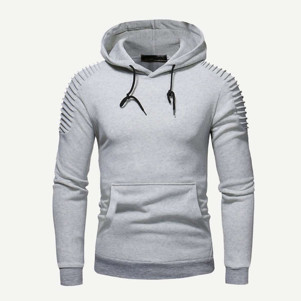 

Men Solid Hooded Sweatshirt, Grey