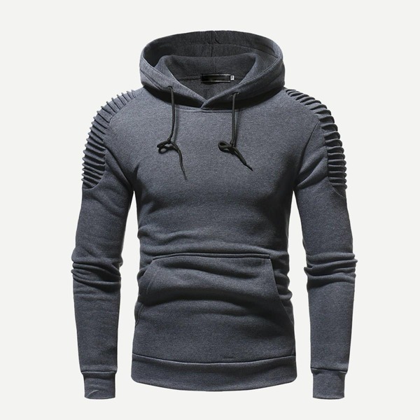 

Men Solid Hooded Sweatshirt, Grey
