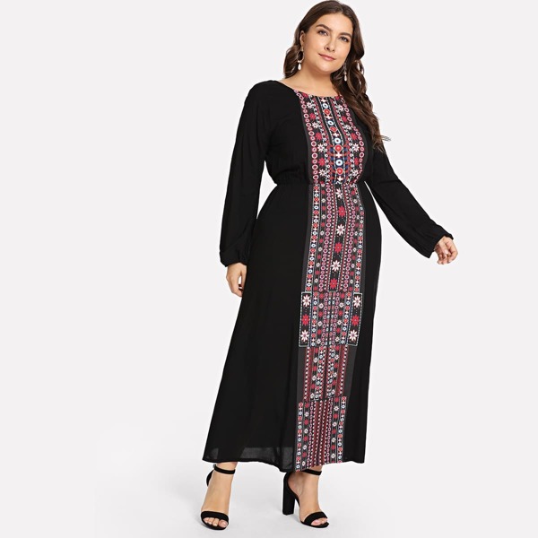 

Plus Floral Print Dress, Multicolor