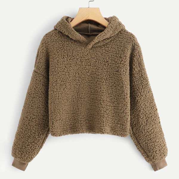 

Solid Hooded Teddy Sweatshirt