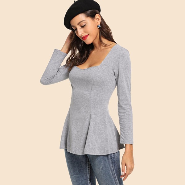 

Solid Square Neck Top