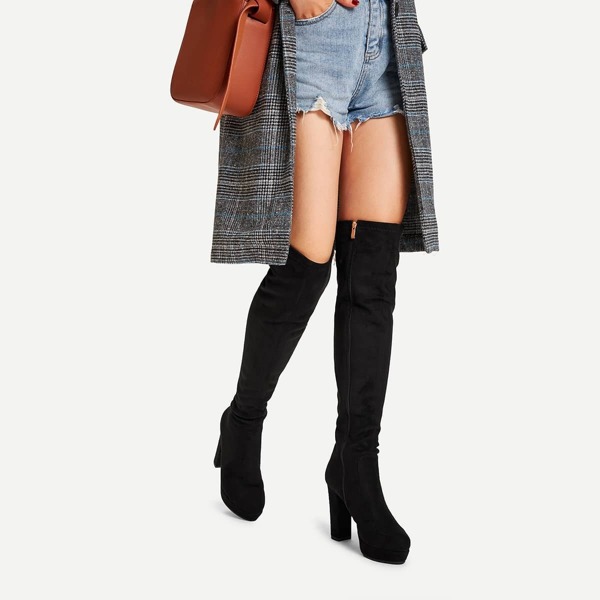 

Platform Block Heeled Thigh High Boots