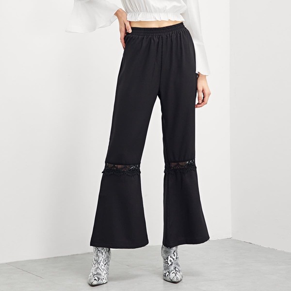 

Lace Applique Flare Hem Pants