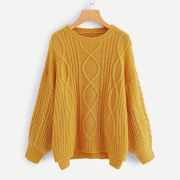 

Plus Lantern Sleeve Dip Hem Jumper
