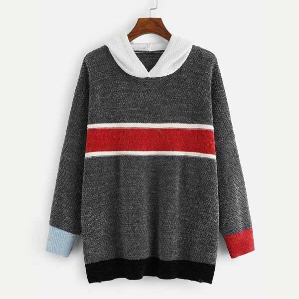 

Plus Color Block Hoodie Jumper