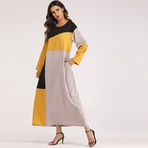

Cut And Sew Tunic Maxi Dress, Multicolor