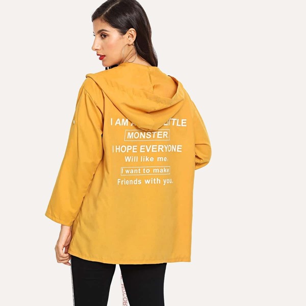 

Letter Print Hooded Coat