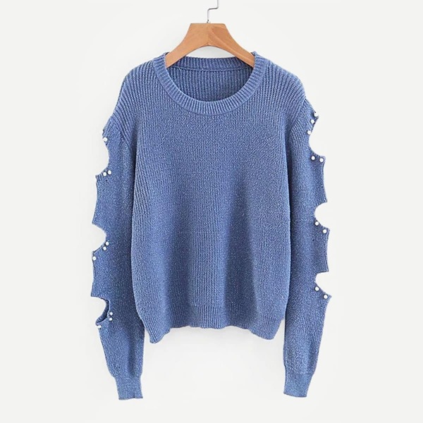 

Cut Out Sleeve Pearl Detail Jumper