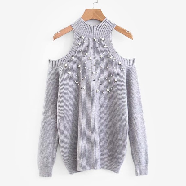 

Pearl Beaded Open Shoulder Jumper