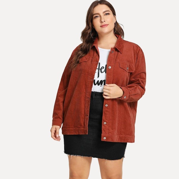 

Plus Button Up Cord Jacket