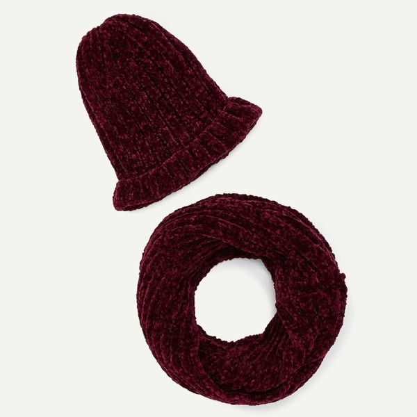 

Chenille Solid Hat & Infinity Scarf 2pcs