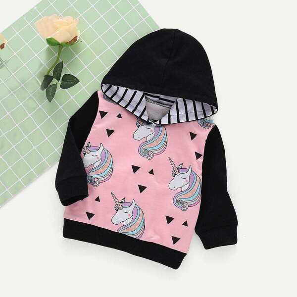 

Girls Unicorn Print Hooded Sweatshirt