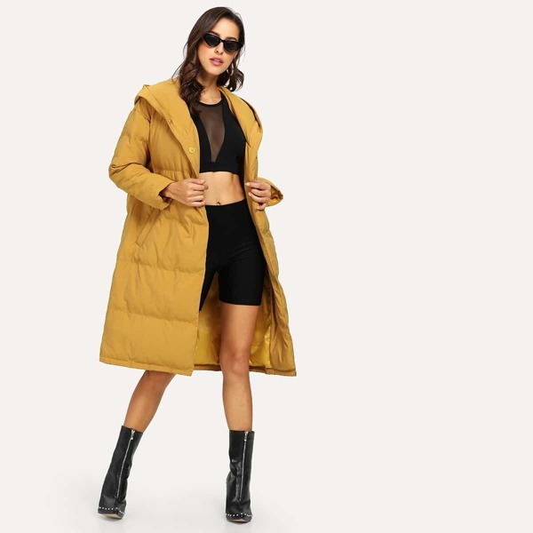 

Button Up Hooded Puffer Coat