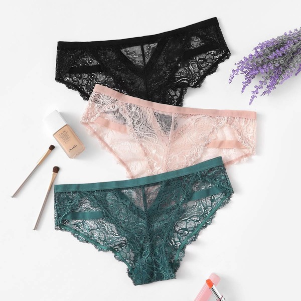 

Floral Lace Panty Set 3pcs