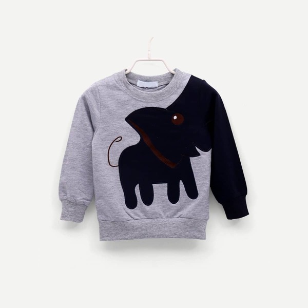 

Toddler Boys Elephant Pattern Letter Print Sweatshirt, Multicolor